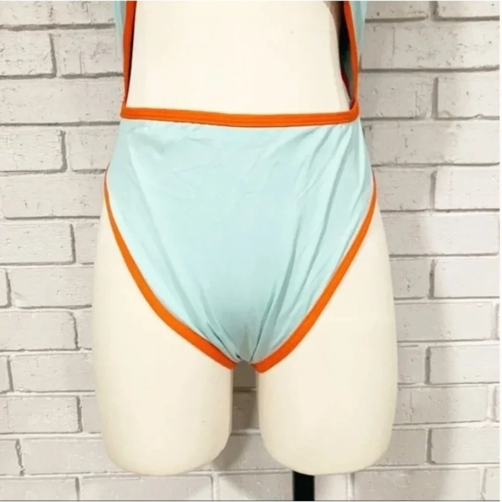 L*Space Women Blue Orange Kira Cutout Twist Back Bitsy Cut One Piece Swimsuit 12 - Picture 5 of 9
